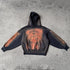 Artisanal Vintage Treatment Embroidered Black Hoodie